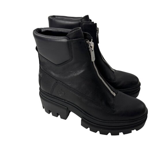 Timberland Everleigh 6" Front Zop Boots Lug Sole Leather Size US 10 - Picture 1 of 10